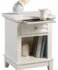 Homestyles Arts & Crafts Off White Wood Nightstand With Slide-out Shelf