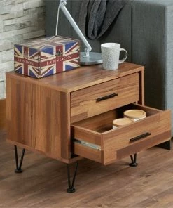 Acme Furniture ACME Deoss Wooden Rectangular 2-Drawer Nightstand With "V" Shaped Legs In Walnut