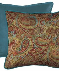 Paseo Road By HiEnd Accents Paisley Euro Sham With Contrasting Teal Piping And Back