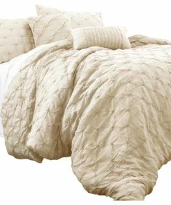 Lush Décor Ravello Pintuck Comforter Ivory 5Pc Set Full/Queen