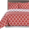 Royal Tradition Meridian 100% Cotton Printed 4-Piece Comforter Set, Coral, King/Cal King