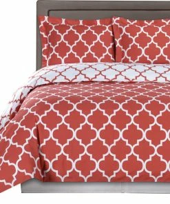 Royal Tradition Meridian 100% Cotton Printed 4-Piece Comforter Set, Coral, King/Cal King