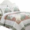 Cozy Line Home Fashions Grace Celadon Real Patchwork Cotton Quilt Set, King Set