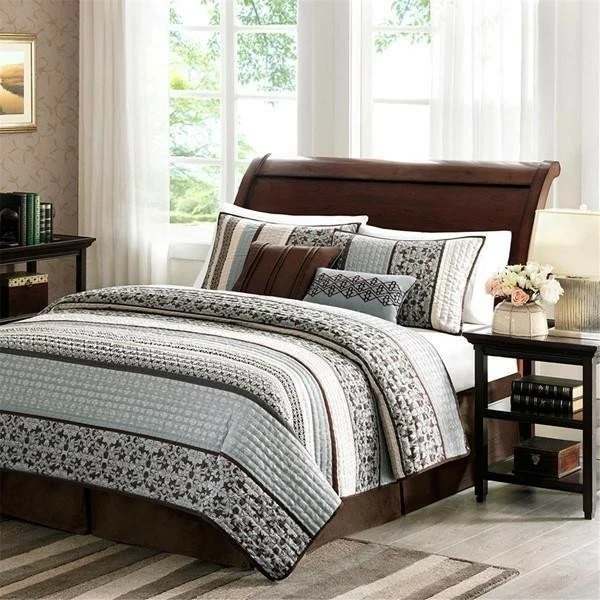 GwG Outlet Madison Park King 5 Piece Reversible Jacquard Coverlet Set In Blue MP13-614 1 GwG Outlet Madison Park King 5 Piece Reversible Jacquard Coverlet Set In Blue MP13-614