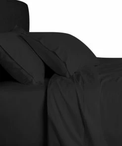 Luxury Egyptian Bedding Bamboo 1500 Thread Count Solid Bed Duvet Cover Set, King, Black