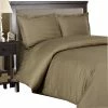 Royal Tradition 100% Cotton 600TC Striped Duvet Cover Set, Taupe, Full/Queen