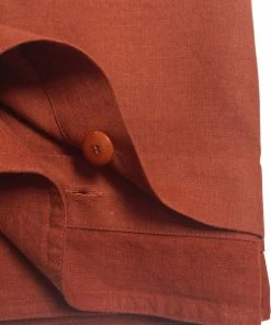 LINOTO Linen Duvet Cover Terra Cotta King Size 106"x94" Buttons And Corner Ties
