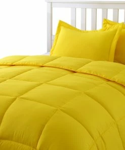 Epoch Hometex/Lotus Home Lotus Home Water And Stain Resistant Microfiber Comforter Mini Set, Yellow, King