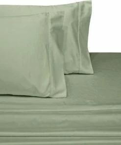 Royal Tradition 100% Cotton Sateen Sheet Set, 1000 TC Solid, Sage, Top-Split King