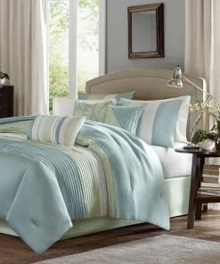 Luxury Home Amherst 7-piece Comforter Set - King - Green