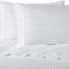 Luxury Egyptian Bedding 1200 Thread Count Egyptian Cotton Stripe Bed Sheet Set, King, White