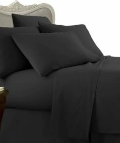 Egyptian Bedding 1500 Thread Count Egyptian Cotton Solid Bed Sheet Set, California King, Black