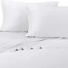 Royal Tradition Bamboo Cotton Blend Silky Hybrid Sheet Set, White, Queen