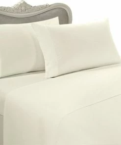 Egyptian Bedding 1000 Thread Count Egyptian Cotton Solid Bed Sheet Set, Ivory, Twin