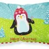 The-store Merry Christmas Happy Penguin Fabric Standard Pillowcase
