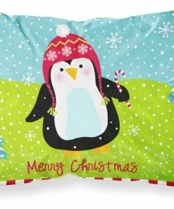 The-store Merry Christmas Happy Penguin Fabric Standard Pillowcase