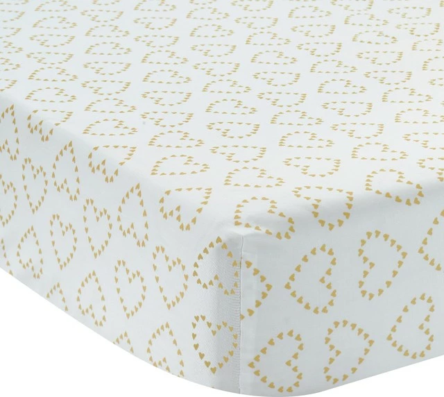 Lambs & Ivy Confetti White With Gold Hearts 100% Cotton Baby Fitted Crib Sheet 1 Lambs & Ivy Confetti White With Gold Hearts 100% Cotton Baby Fitted Crib Sheet