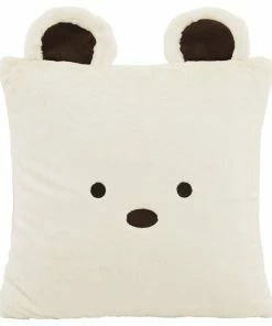 Best Home Fashion Faux Fur Plush Animal Pillow Cover, Cream Bear