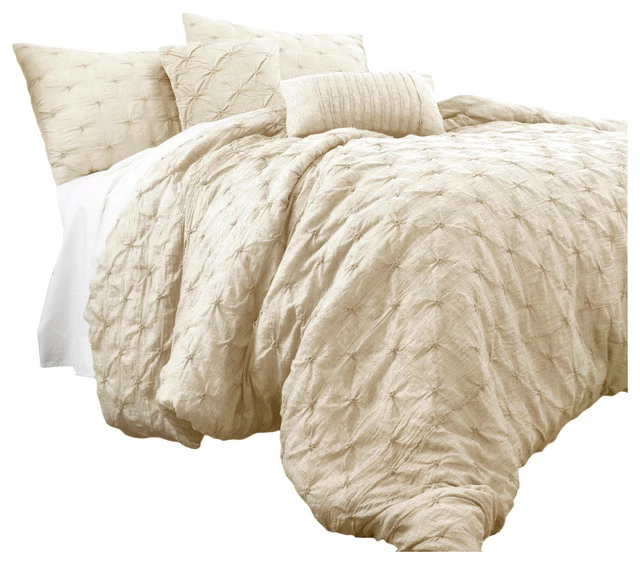 Lush Décor Ravello Pintuck Comforter Ivory 5Pc Set Full/Queen 1 Lush Décor Ravello Pintuck Comforter Ivory 5Pc Set Full/Queen